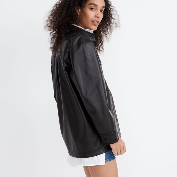 Madewell Faux Leather Oversized Shirt-Jacket - Picture 2 of 7